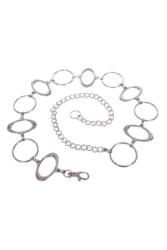 Ladies Metal Oval Circle Chain Belt