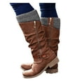 thumbnail image 1 of Ladies' Mid Boots Women Fashion Western Style Cowboy Riding Boots Casual Warm Knee Middle Tube Boots Soft Comfortable Shoes for Women Round Toe Casual Side Zipper Mid Calf Shoes Outdoor, 1 of 5