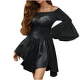 thumbnail image 1 of Ladies Midi Dress Womens Halloween Gothic Mini Dress, Darkness off Shoulder Renaissance Costume Flare Sleeve Handkerchief Dress Black L, 1 of 8