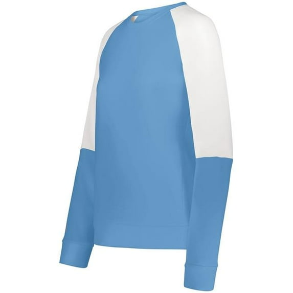 Holloway 223725.293.S Ladies Momentum Team Fleece Crew T-Shirt, Columbia Blue & White - Small