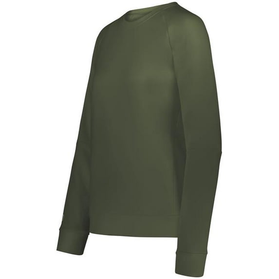 Holloway 223725.039.M Ladies Momentum Team Fleece Crew T-Shirt, Olive - Medium