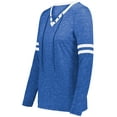 thumbnail image 1 of Holloway 223246.58N.S Ladies Monterey Long Sleeve T-Shirt, Royal Heather & White - Small, 1 of 1
