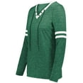 thumbnail image 1 of Holloway 223246.86E.S Ladies Monterey Long Sleeve T-Shirt, Dark Green Heather & White - Small, 1 of 1