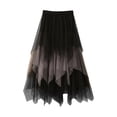 thumbnail image 1 of Ladies' Multicolor Layered Tulle Skirt A Line Flared Mesh Pleated Elastic Waist Casual Party Skirt Gray, 1 of 2