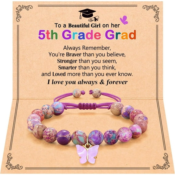 Ladies Natural Stone Beautiful Butterfly Bracelet Graduation Back to School Gift for Daughter Granddaughter