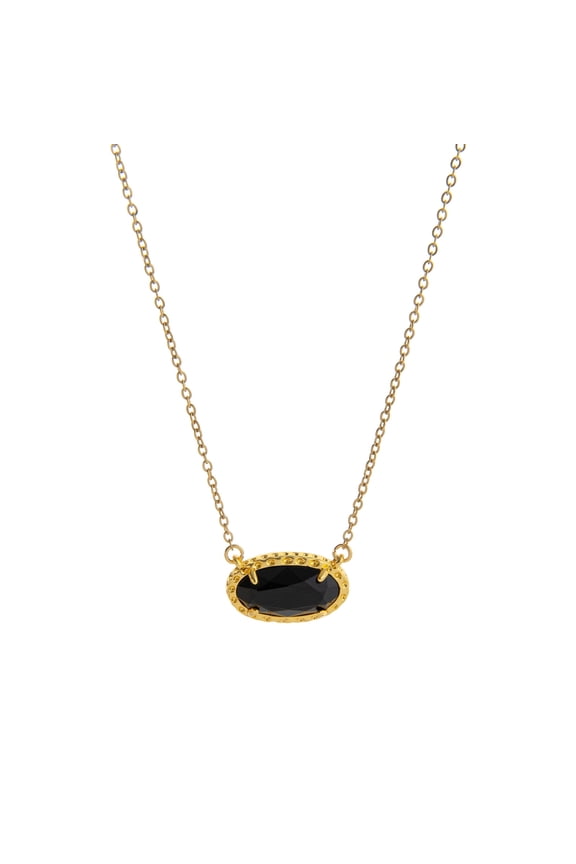 Ladies' Natural Stone Oval Pendant Necklace, Choker Style — Perfect for All Occasions