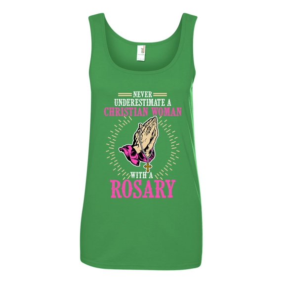 Ladies Never Underestimate A Christian Woman With A Rosary Sleeveless Tank Tops