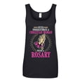 thumbnail image 1 of Ladies Never Underestimate A Christian Woman With A Rosary Sleeveless Tank Tops, 1 of 1
