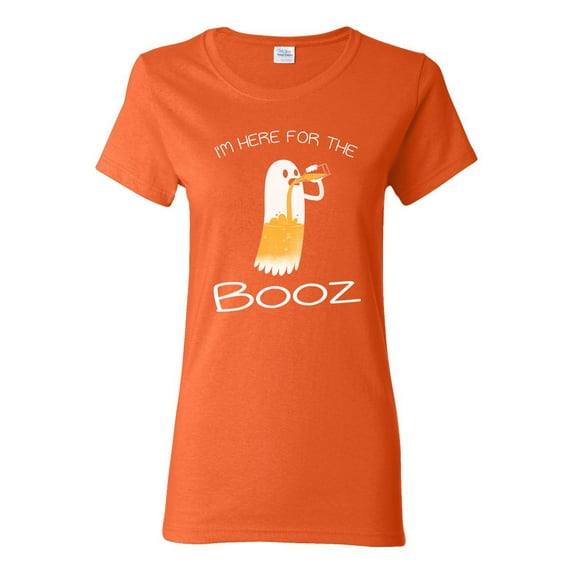 Ladies New I'm Here For The Booz Ghost Halloween Funny DT T-Shirt Tee