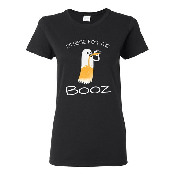 Ladies New I'm Here For The Booz Ghost Halloween Funny DT T-Shirt Tee