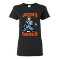thumbnail image 1 of Ladies New Jesus Saves Hockey Jersey Puck Sports Funny DT T-Shirt Tee, 1 of 2