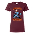 thumbnail image 1 of Ladies New Jesus Saves Hockey Jersey Puck Sports Funny DT T-Shirt Tee, 1 of 2