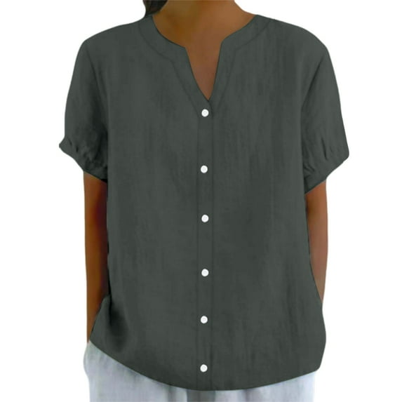 Ladies' New Top With A Small V Neck And Loose Buttons