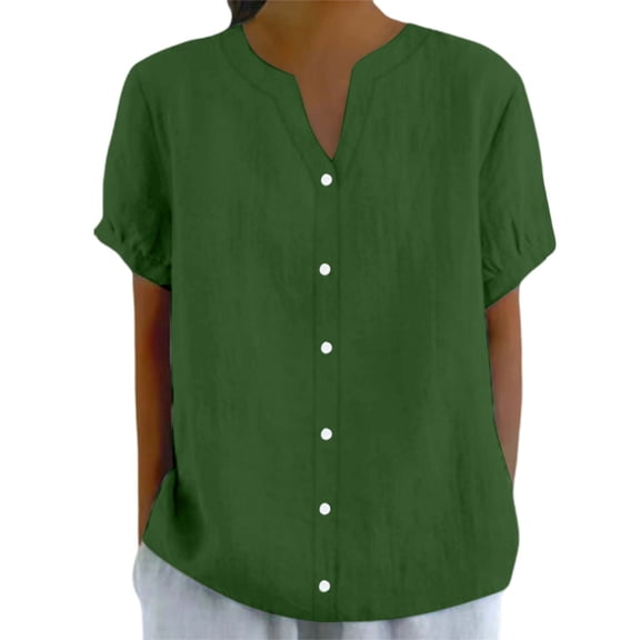 Ladies' New Top With A Small V Neck And Loose Buttons