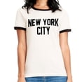 thumbnail image 1 of Ladies New York City Ringer Shirt Distressed Retro Design Tee Black White White/Black Ringer, XL, 1 of 3