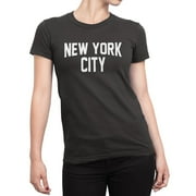 NYC FACTORY Ladies New York City T-Shirt Charcoal White NYC Tee Womens