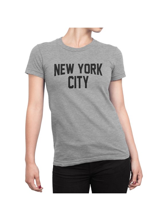 Ladies New York City T-Shirt Gray Black NYC Tee Womens