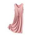 thumbnail image 1 of Ladies Nightgowns New Women's Nightgown Loose V Neck Sleeveless Sleepwear Drawstring Waist Comfy Nightdress Soft Sleepshirts Pinky XL, 1 of 5