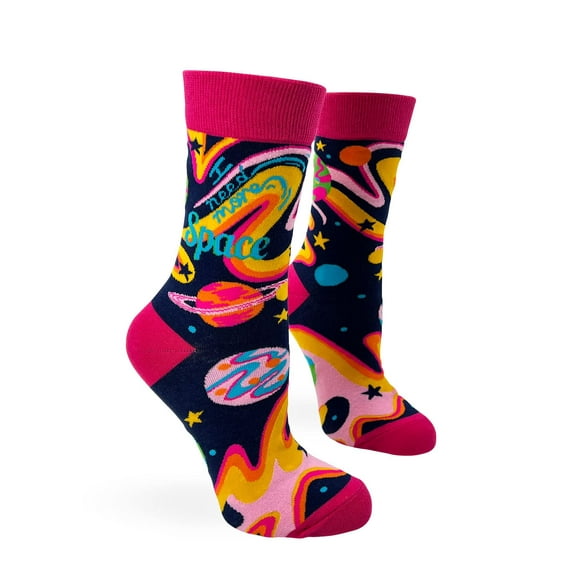Ladies' Novelty Crew Socks with Words I Need More Space