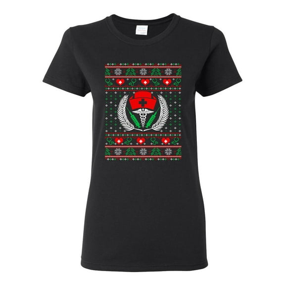 Ladies Nurse Heart Medical Ugly Christmas Gift Funny DT T-Shirt Tee