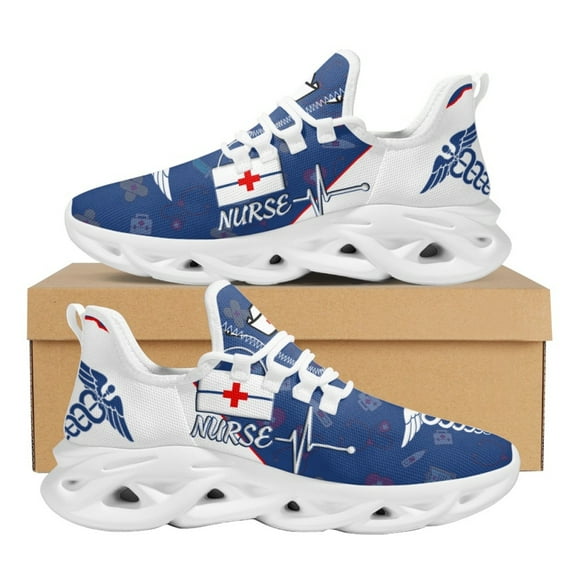 Ladies Nursing Shoes Paramedic EMT EMS Pattern Women Mesh Shoes Casual Lace up Running Sneakers Chaussure femme