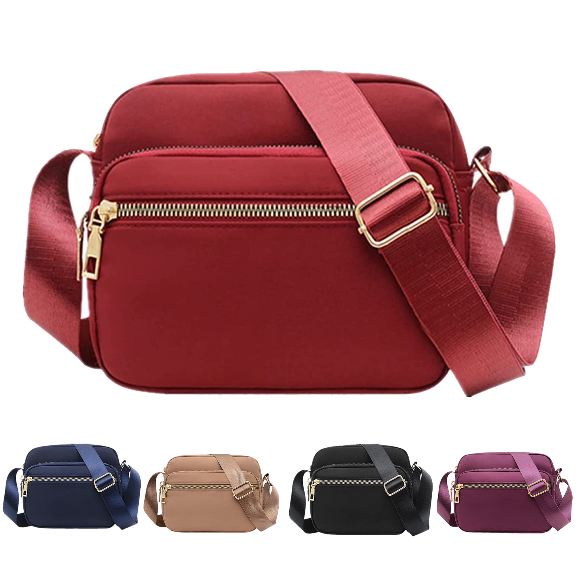 Ladies Nylon Handbag Waterproof Multi Pocket Messenger Bag Black Walmart