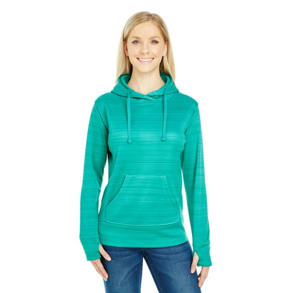 Ladies' Odyssey Striped Poly Fleece Lapover Hood - DYNASTY GRN STRP - 2XL