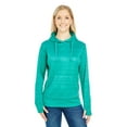 thumbnail image 1 of Ladies' Odyssey Striped Poly Fleece Lapover Hood - DYNASTY GRN STRP - S, 1 of 3
