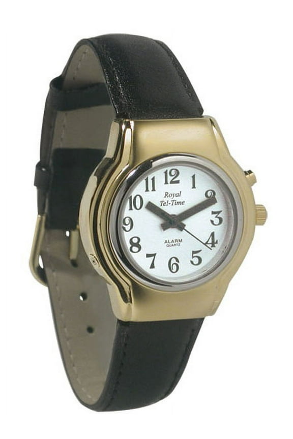 Ladies One Button Talking Watch with Leather Band