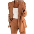 thumbnail image 1 of Ladies One-button Blazers Long Sleeve Notched Collar Pockets Slim Fit Casual Business Work Office Suit Jacket (XX-Large, Brown), 1 of 4