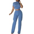 thumbnail image 1 of Women’s Orange Ribbed 2‑Piece Set – Crop Top & High‑Waisted Work Pants, Summer Streetwear, 1 of 9