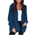 thumbnail image 1 of Ladies Oversized Hoodie Full Zip Jacket with Pockets Casual Loose Long Sleeve Sweatshirt Outerwear Fall Outfits (S, Navy), 1 of 7