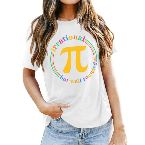 Ladies' PI Day T Shirt, Happy PI Day Print, Math Teacher Gift, 60% Polyester Blend, Comfortable, Breathable, for Math Enthusiasts, Sizes S XXL