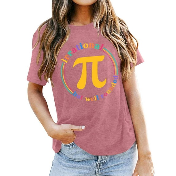 Ladies' PI Day T Shirt, Happy PI Day Print, Math Teacher Gift, 60% Polyester Blend, Comfortable, Breathable, for Math Enthusiasts, Sizes S XXL