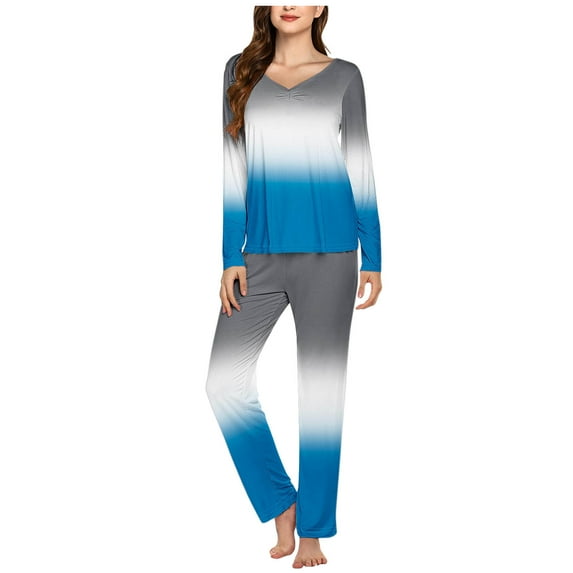 Ladies Pajamas Pajamas for Women Set Soft Pajamas for Women Ladies' Casual Solid Color Casual Top Pants Pajama Set