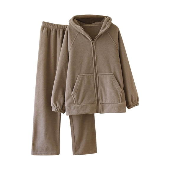 Ladies Pajamas Sets Sevevn Womens Polar Fleece Pajamas Casual Long Pants Lounge Home Warm Wear for Winter