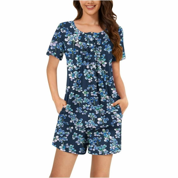 Ladies Pajamas Sets on Two Piece Short Sets for Women Loose Fitting Pajams Sets Lightweight Plus Size Loungewear Sets