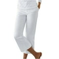 thumbnail image 1 of Ladies Pants Womens Pants Wide Leg Women's Spring And Solid Color Elastic Waist Linen Versatile Straight Tube Wide Leg Pants, 1 of 5