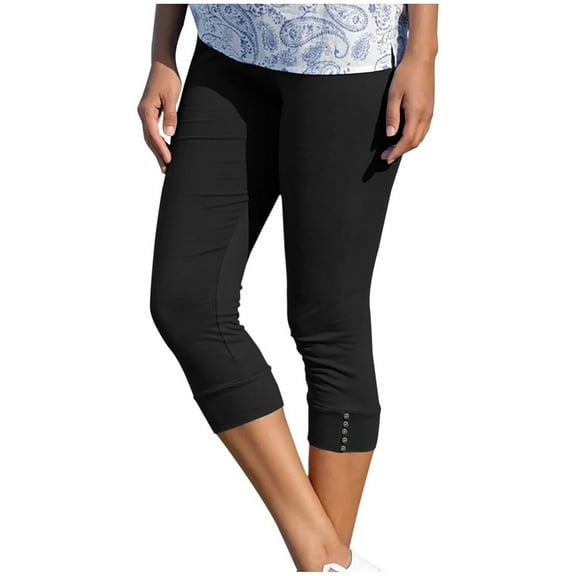 Ladies Pants Summer High Waist Capris Stretch Leggings Slim Fitting Athletic Exercise Workout Yoga Pants Straight Leg Sweatpants for Women Black XXXL