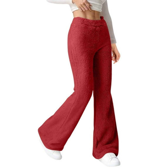 Ladies Pants Summer Mid Waist Flare Joggers Leisure Loose Fit Solid Color Trouser with Pockets Classic Long Pants