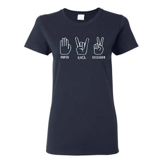 Ladies Paper Rock Scissors Play Game Funny T-Shirt Tee