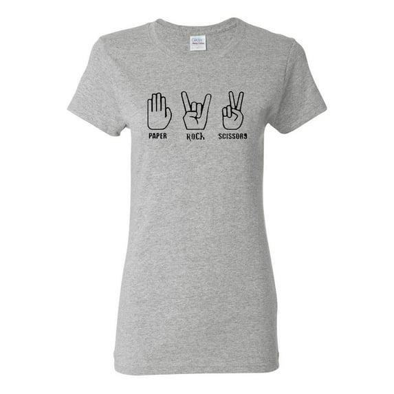 Ladies Paper Rock Scissors Play Game Funny T-Shirt Tee