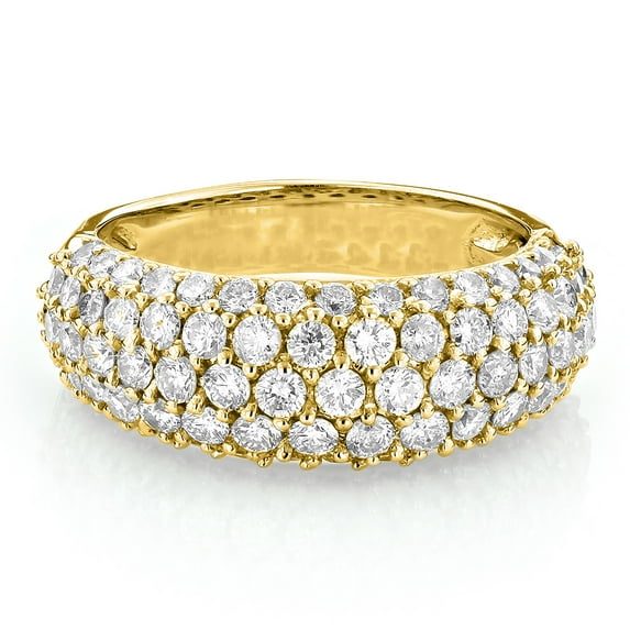 Ladies Pave Natural Diamond Unique Wedding Band 14K Ring (Yellow Gold Size 7.5)