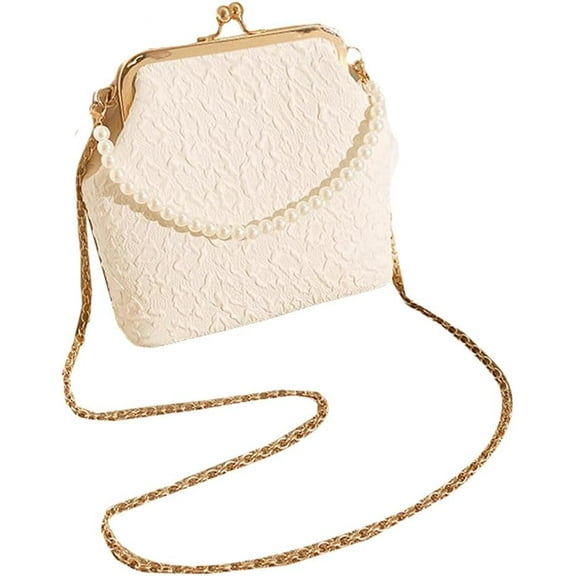Ladies Pearl Clutch Bag Handbag Pearl Chain Crossbody Elegant Evening Clutch Bag