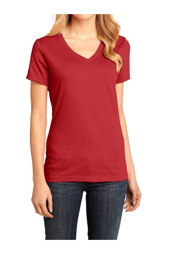 Ladies Perfect Weight V-Neck Tee Classic Red 4X-Large