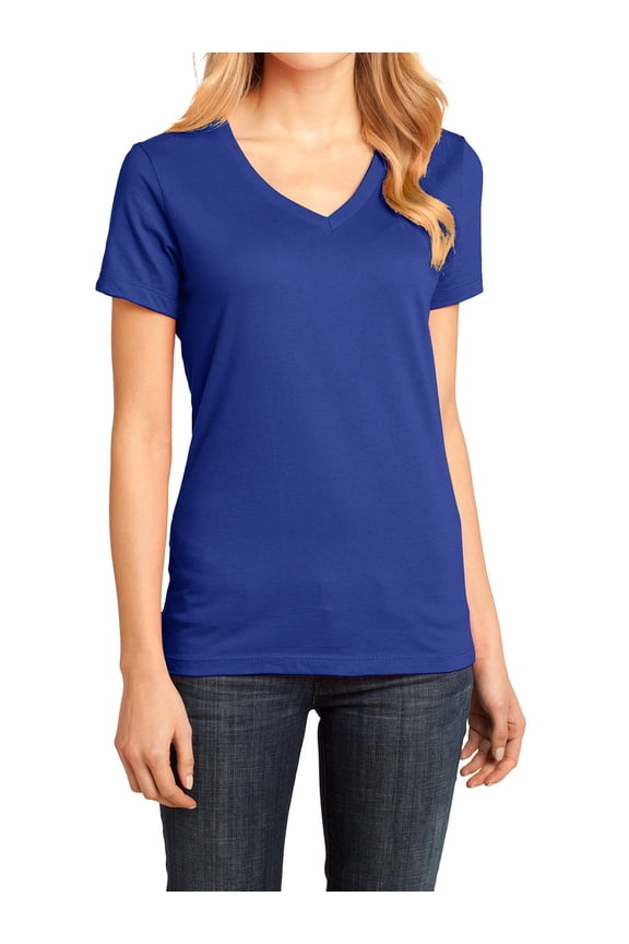 Ladies Perfect Weight V-Neck Tee Deep Royal X-Large