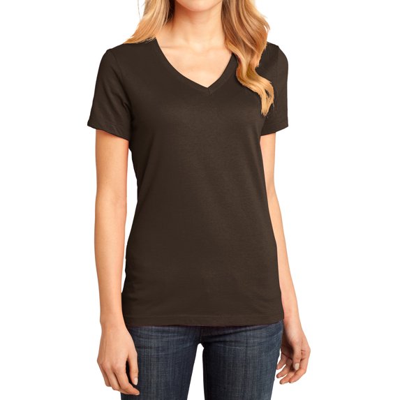Ladies Perfect Weight V-Neck Tee Espresso Small