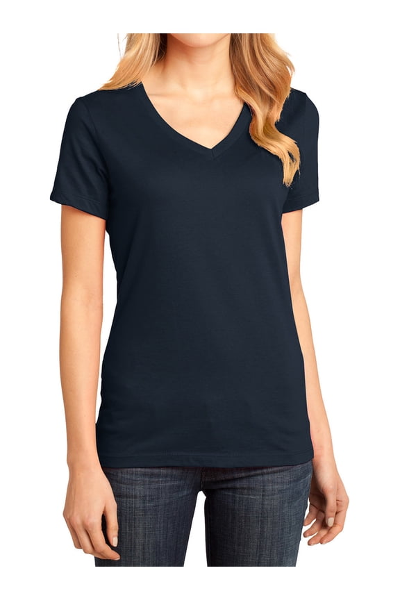 Ladies Perfect Weight V-Neck Tee New Navy Medium