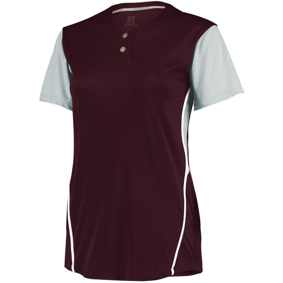 Ladies Performance Two-Button Color Block Jersey-7R6X2X