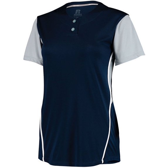 Ladies Performance Two-Button Color Block Jersey